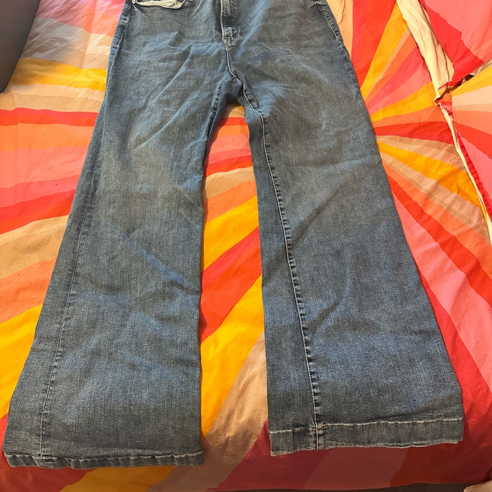 Good American Flare Wide Leg Blue Jeans
